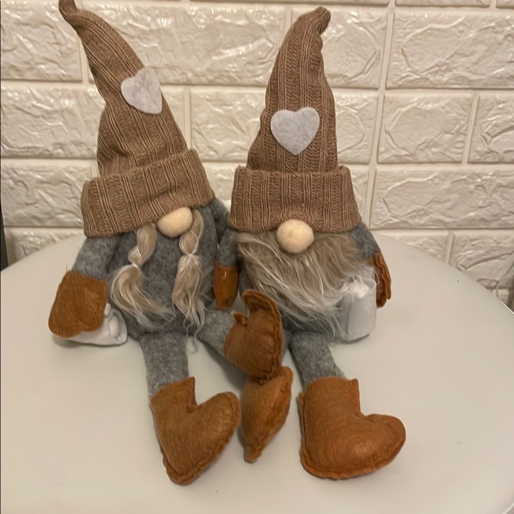 Adorable Brown and Gray Gnome Decor